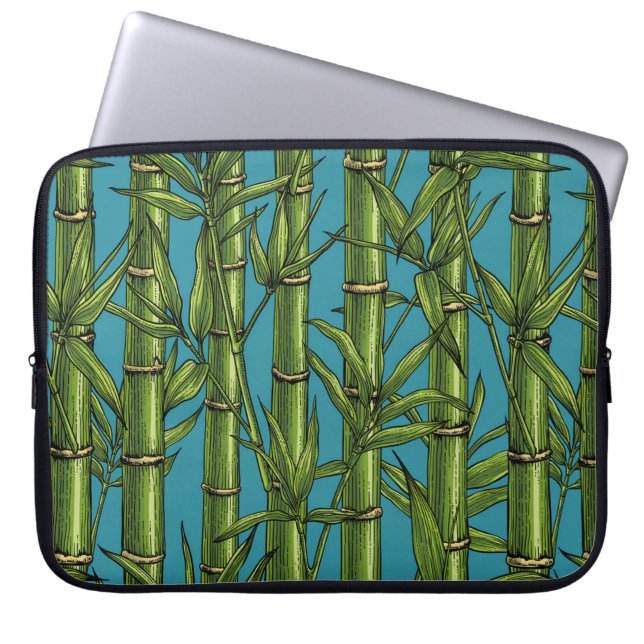 Funda Para Portátil Bosque de bambú en azul (Frente)