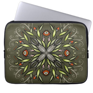Funda Para Portátil Bosque Oscuro Verde Ojos de Hongo Goblincore Tripp