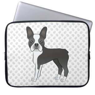 Funda Para Portátil Boston Terrier de dibujos animados negro y blanco 