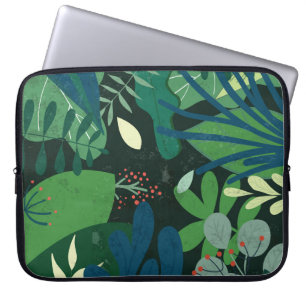 Funda Para Portátil Botánica verde: Ilustracion de hojas tropicales