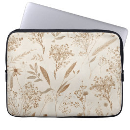 Funda Para Portátil Botánico de Flor Seca Beige
