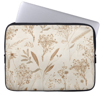 Funda Para Portátil Botánico de Flor Seca Beige