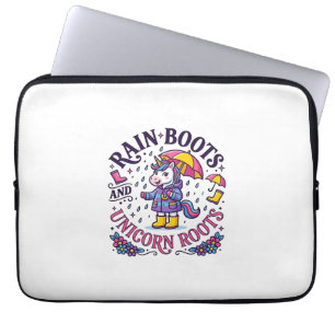 Funda Para Portátil Botas de lluvia de unicornio y camiseta comercial