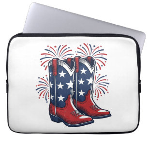 Funda Para Portátil Botas de vaquero patrióticas Diseño de camisa west