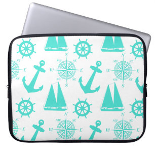 Funda Para Portátil Bote costero azul turquesa