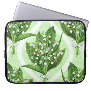 Funda Para Portátil Bouquet de flores de lirio del valle sobre verde