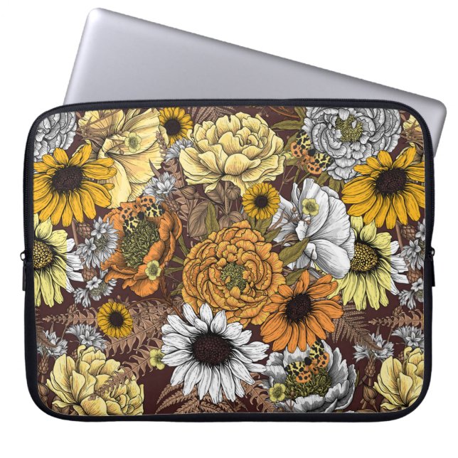 Funda Para Portátil Bouquet de flores - rosas, peonías, daisies y fe (Frente)