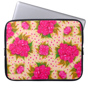 Funda Para Portátil Bouquets de rosas morados sobre un fondo rosa páli