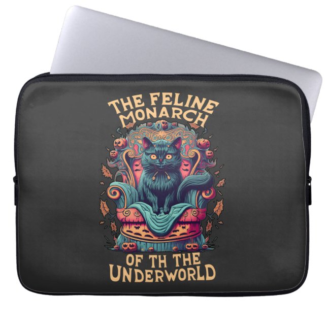Funda Para Portátil Bow al Monarca felino del inframundo Spooky (Frente)