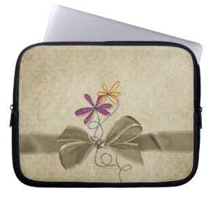 Funda Para Portátil Bow sobre damasco suave