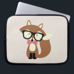 Funda Para Portátil Bow Tie y Glasses Hipster Brown Fox<br><div class="desc">Adorable ilustracion vectorial de un lindo zorro marrón usando un par de gafas de tamaño excesivo y corbata de arco de patrón de polka rojo y blanco.</div>