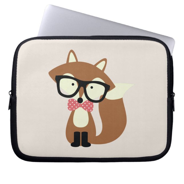 Funda Para Portátil Bow Tie y Glasses Hipster Brown Fox (Frente)