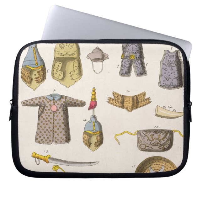 Funda Para Portátil Brazo armado y ropa chinos, ilustracion franco (Frente)