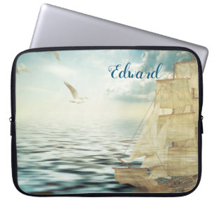 Funda Para Portátil Brigantine Sailboat & Seagulls