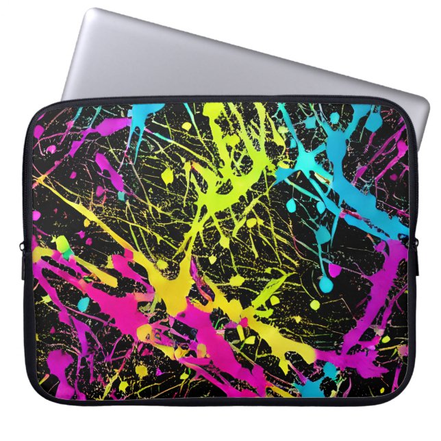 Funda Para Portátil Bright Neon Paint Splatter (Frente)