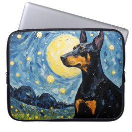 FUNDA PARA PORTÁTIL BRIGHT STARRRY NOCHE CON DOBERMAN PINSCHER DOG