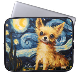 FUNDA PARA PORTÁTIL BRIGHT STARRRY NOCHE CON PERRO CHIHUAHUA