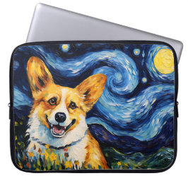 FUNDA PARA PORTÁTIL BRIGHT STARRRY NOCHE CON PERRO CORGI
