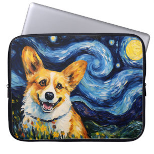 FUNDA PARA PORTÁTIL BRIGHT STARRRY NOCHE CON PERRO CORGI