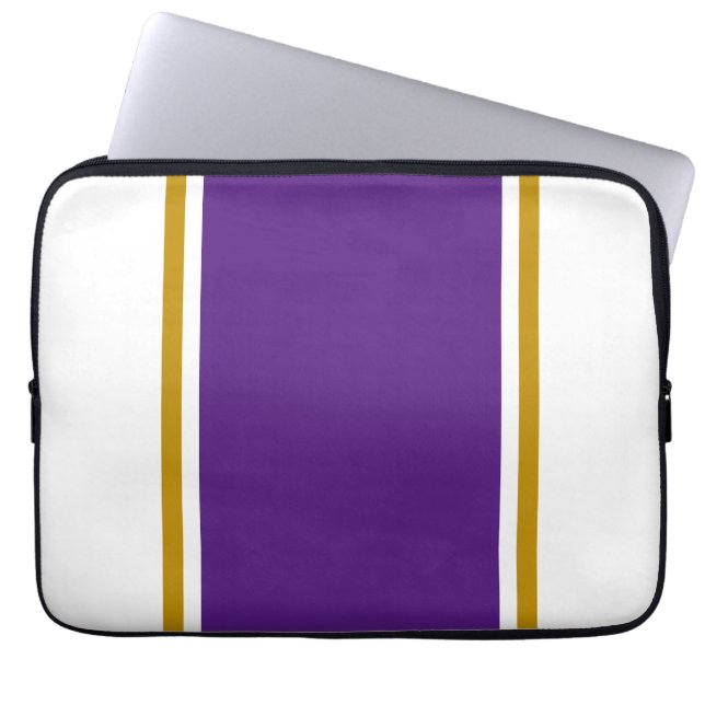 Funda Para Portátil Bright White Wide Royal Purple Center Pinstripes (Frente)