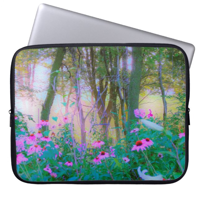 Funda Para Portátil Brillante amanecer con flores rosas en mi jardín (Frente)