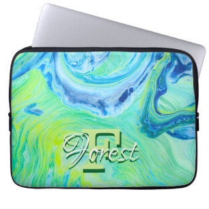 Funda Para Portátil Brillante arte azul fluido
