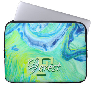 Funda Para Portátil Brillante arte azul fluido