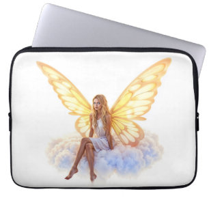 Funda Para Portátil Brillante hada dorada mariposa alas belleza suave