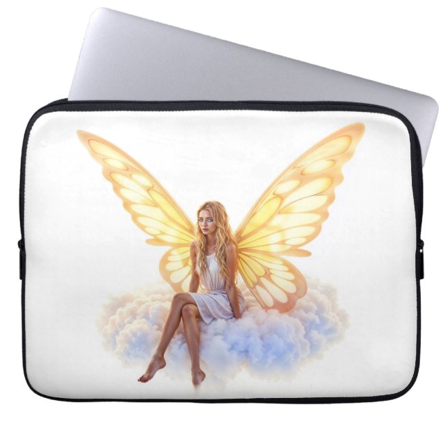 Funda Para Portátil Brillante hada dorada mariposa alas belleza suave (Frente)