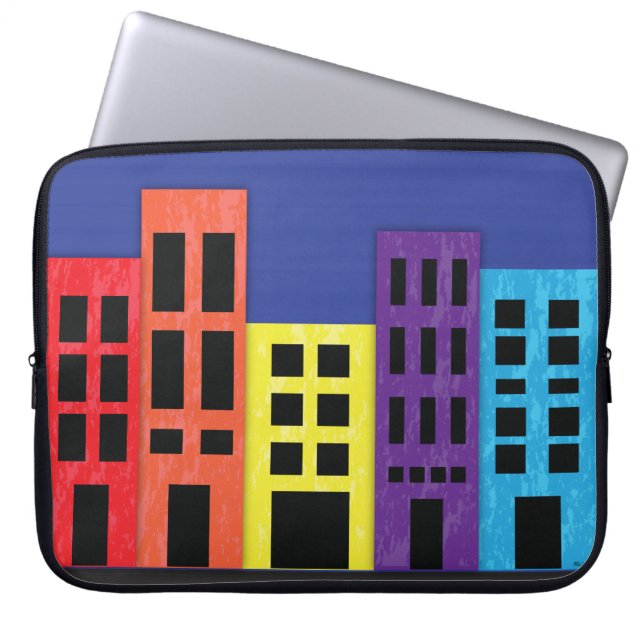 Funda Para Portátil Brillantes Edificios Mangas De Portátiles (Frente)