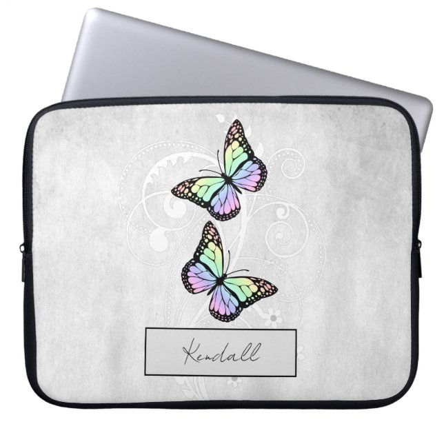 Funda Para Portátil Brillantes mariposas arcoiris (Frente)