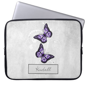 Funda Para Portátil Brillantes mariposas púrpuras