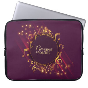 Funda Para Portátil Brillantes notas musicales y nombres personalizado