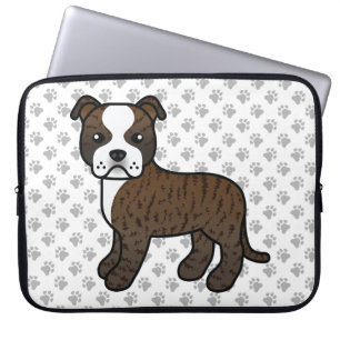 Funda Para Portátil Brindle y Staffie Blanco Perro de Dibujos Animados