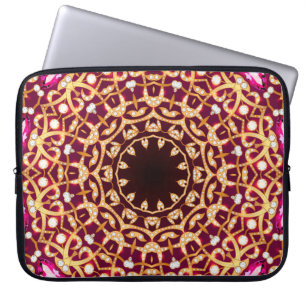 Funda Para Portátil Broche Mandala, fondo geométrico vintage.