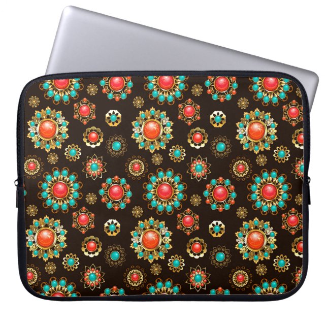 Funda Para Portátil Broches Étnicos Patrón Continuo (Frente)