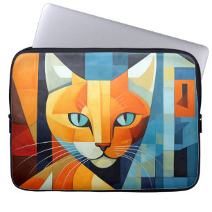 Funda Para Portátil Bromistas abstractos: gato Naranja
