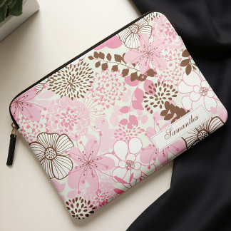 Funda Para Portátil Brown y jardín rosado de la primavera
