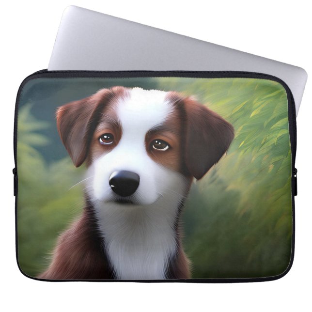 Funda Para Portátil Bruce The Border Collie Puppy,  Laptop Sleeve (Frente)