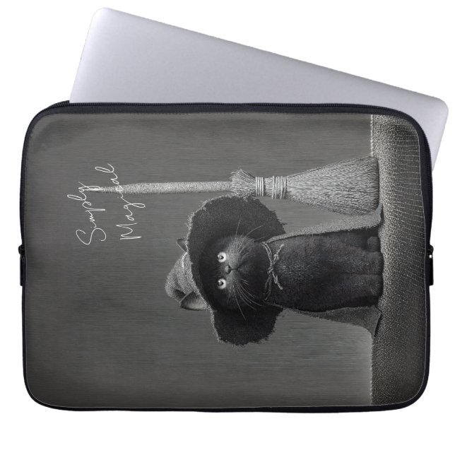 Funda Para Portátil Bruja Gato Simplemente Mágica (Frente)