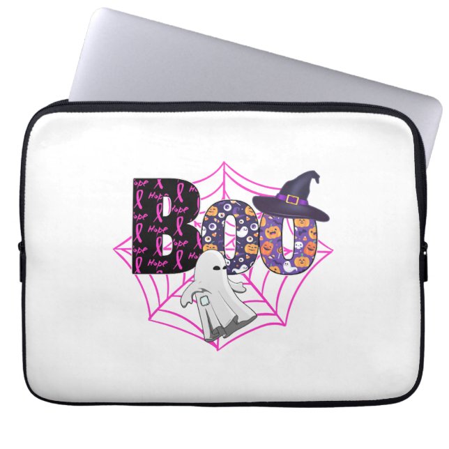 Funda Para Portátil Bruja Halloween Octubre Rosa (Frente)