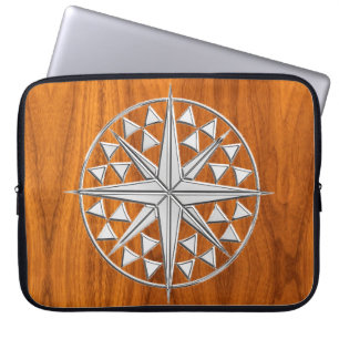 Funda Para Portátil Brújula náutica tipo Chrome sobre decoración de ch