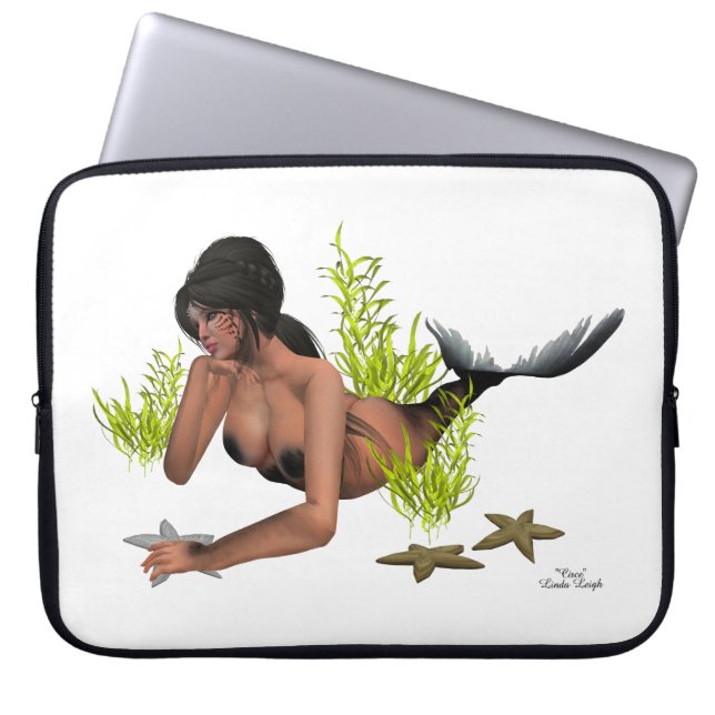 Funda Para Portátil Brunette Mermaid With Starfish Laptop Sleeve (Frente)