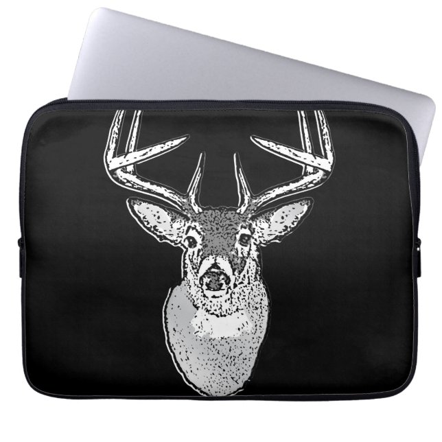 Funda Para Portátil Buck on Black White Tail Deer classic (Frente)