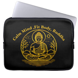 Funda Para Portátil Buda con aspecto de oro sentado en meditación sere