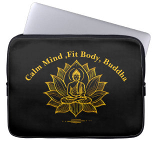 Funda Para Portátil Buda de oro en medio de flores de Lotus en flor