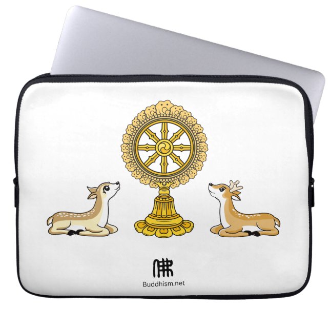 Funda Para Portátil Buda Dharma Wheel & Deers Laptop Sleeve (Frente)