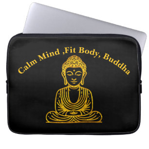 Funda Para Portátil Buda dorado en pose pacífica