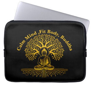 Funda Para Portátil Buda dorado rodeado de hojas intrincadas