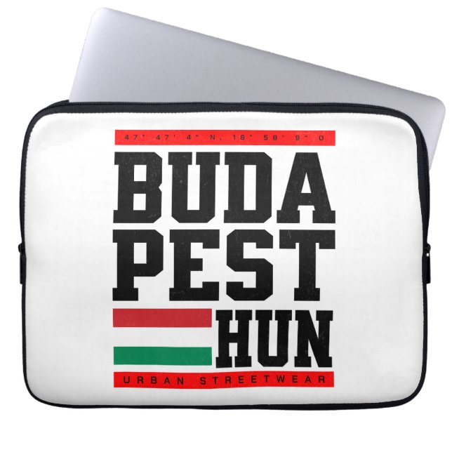 Funda Para Portátil Budapest Coordinates Design Retro-Style (Frente)